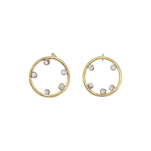 Antares Diamond Circle Earrings / 9k yellow