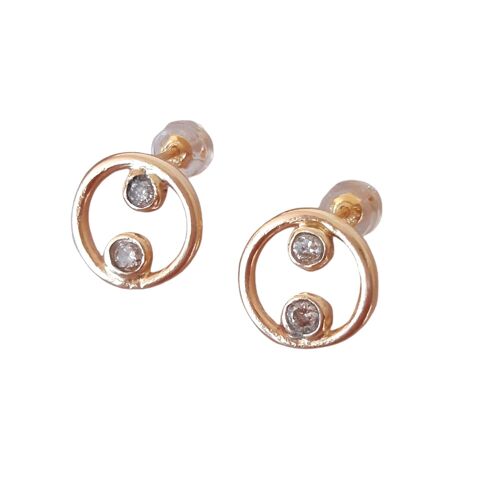 Castor Diamond Circle Earrings / 9k rose