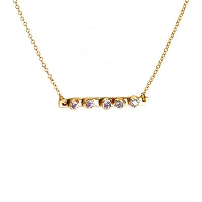 Altair 5 Diamond Horizontal Bar Necklace / 9k yellow