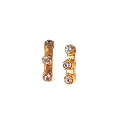 Pendientes de tuerca con 3 diamantes Altair / 9k rosa