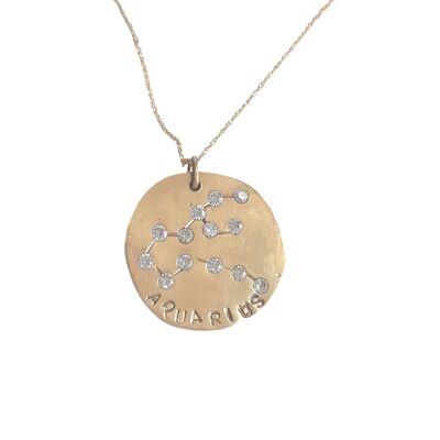 Aquarius Constellation Gold Medallion / Yellow