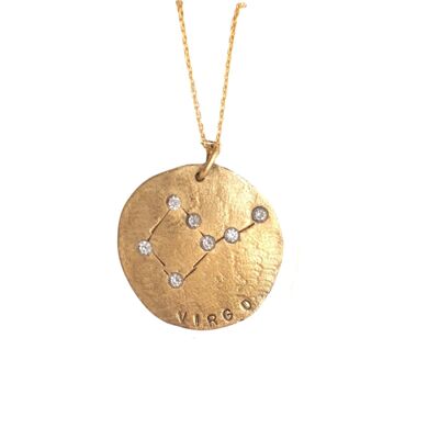 Virgo Constellation Gold Medallion / White
