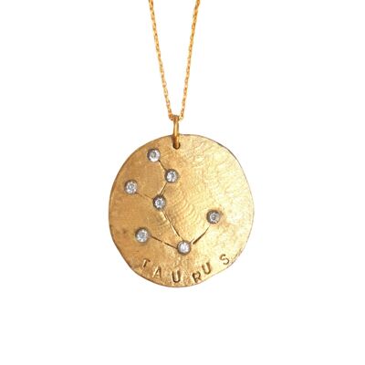 Taurus Constellation Gold Medallion / Yellow