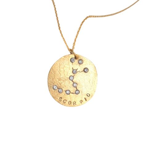 Scorpio Constellation Gold Medallion / Yellow