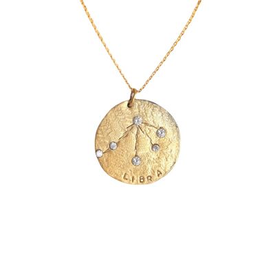 Medallón Oro Constelación Libra / Rosa
