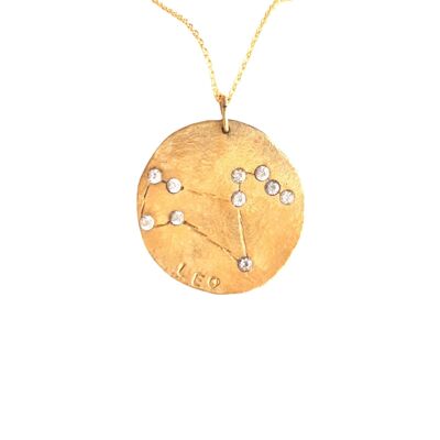 Médaille Dorée Constellation du Lion / Blanc