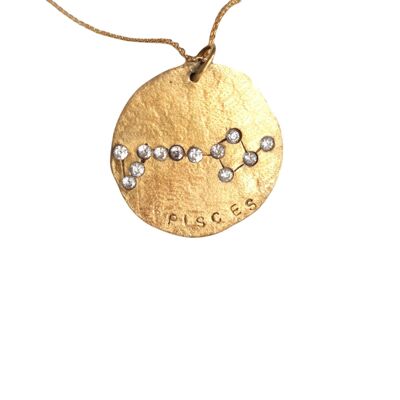 Pisces Constellation Gold Medallion / Yellow