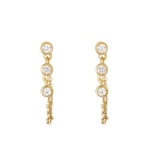 Stardust 3 Diamond Bar Chain Earrings / 9k Yellow