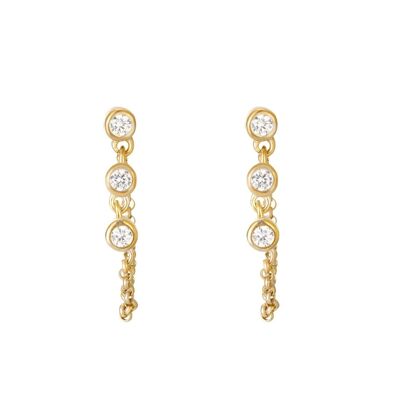 Pendientes de cadena de barra de 3 diamantes Stardust / 9k amarillo