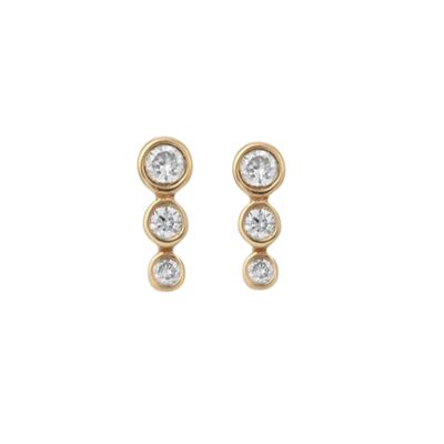 Boucles d'oreilles barre Circinus 3 diamants / Jaune 14k