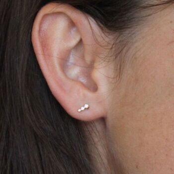 Boucles d'oreilles barre Circinus 3 diamants / Blanc 14k 4