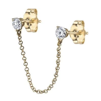 Boucles d'Oreilles Chaîne Circinus 2 Diamants / Jaune 14k