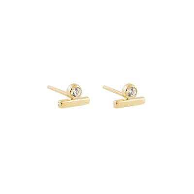 Circinus Diamond Bar Stud Earrings / 14k Yellow