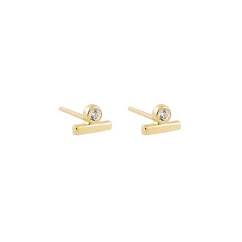 Boucles d'oreilles à tige de diamant Circinus / Blanc 14 carats 1