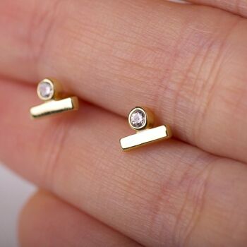 Boucles d'oreilles à tige de diamant Circinus / Blanc 14 carats 2
