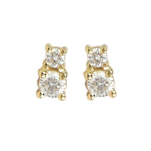 Circinus Double Diamond Bezel Stud Earrings / 14k Yellow