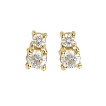 Boucles d'Oreilles Circinus Double Diamant Lunette / Jaune 14k 1