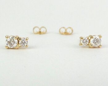 Boucles d'Oreilles Circinus Double Diamant Lunette / Jaune 14k 2