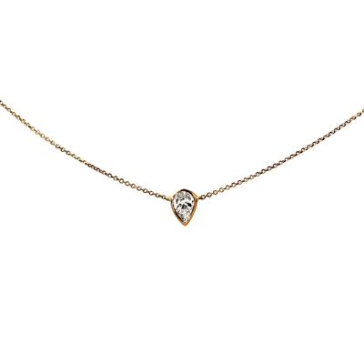Cassiopeia Pear Diamond Necklace Downwards Set / 14k Jaune