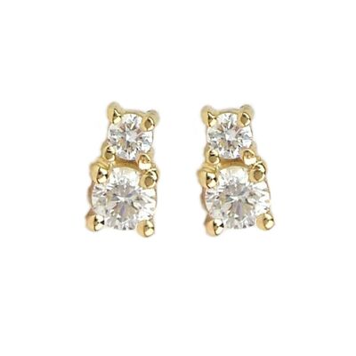 Circinus Double Diamond Bezel Stud Earrings / 14k White