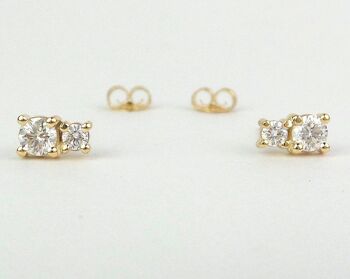 Boucles d'oreilles Circinus Double Diamond Bezel Stud / Blanc 14k 2