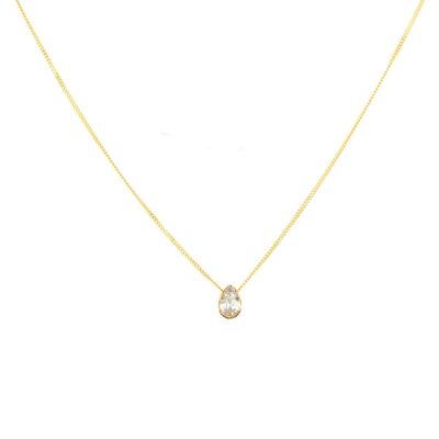Cassiopeia-Birnen-Diamant-Halskette nach oben gesetzt / 14 Karat Gelb