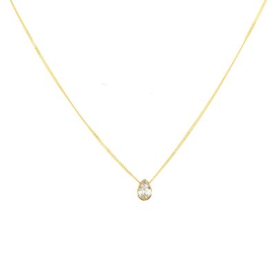 Collana di diamanti con pera Cassiopea verso l'alto / 14k bianco