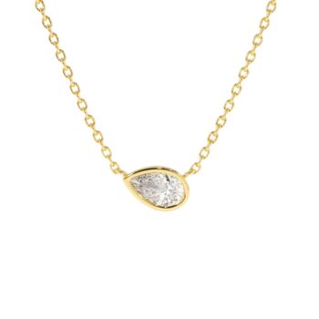 Cassiopeia Pear Diamond Necklace Sideways Set / 14k Yellow 1