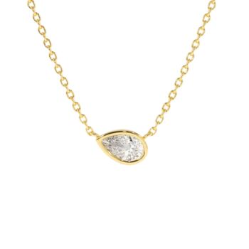 Cassiopeia Pear Diamond Necklace Sideways Set / 14k White 1