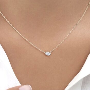 Cassiopeia Pear Diamond Necklace Sideways Set / 14k White 2