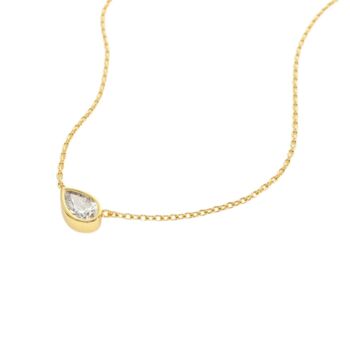 Cassiopeia Pear Diamond Necklace Sideways Set / 14k White 3