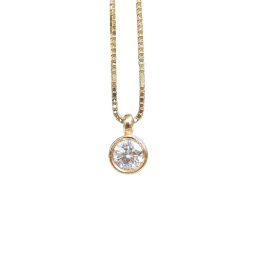 Circinius Solitaire Diamond Pendant Necklace - 14k Yellow - 0.8