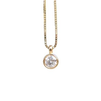 Collier pendentif diamant Solitaire Circinius - Jaune 14 carats - 0,12