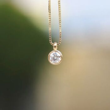 Collier pendentif diamant Solitaire Circinius - Jaune 14 carats - 0,26 2