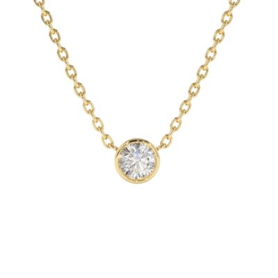 Circinius Solitaire Diamant sur la Chaîne Collier - Jaune 14k - 0.15