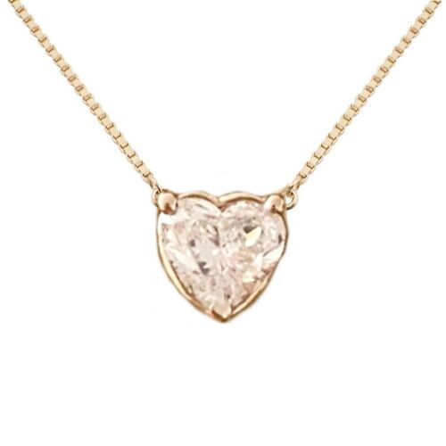 Nebula Heart Diamond Claw Set Necklace / 14k Yellow