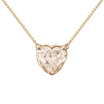 Collier Nebula Heart Diamond Claw Set / Jaune 14k 1