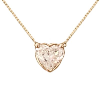 Nebula Heart Diamond Claw Set Collana / 14k bianco
