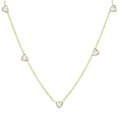 Nebula Heart Diamond 5 Station Necklace / 14k White