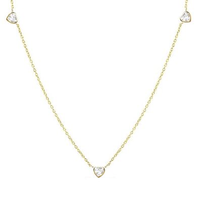 Collana Nebula Heart Diamond 3 Station / 14k giallo