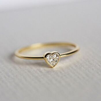 Bague Empilable Diamant Coeur Nébuleuse - Blanc 14k 3 2