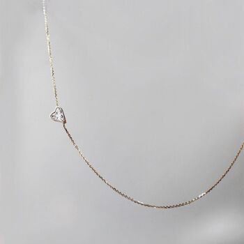 Collier Nebula Heart Diamond Set On The Side / Jaune 14k 2