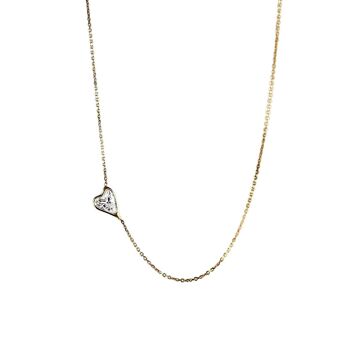 Collier Nebula Heart Diamond Set On The Side / Blanc 14k 1