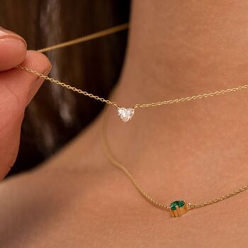 Collier Nebula Heart Diamond Set On The Side / Blanc 14k 3