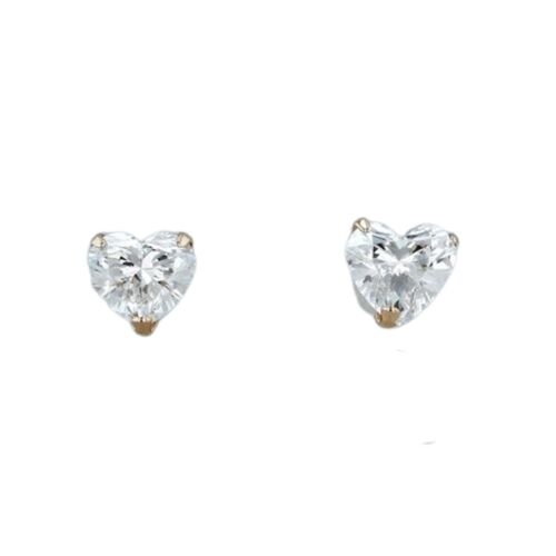 Nebula Heart Diamond Claw Set Stud Earrings / 14k Yellow