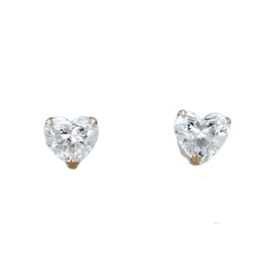 Nebula Heart Diamond Claw Set Stud Aretes / 14k Amarillo