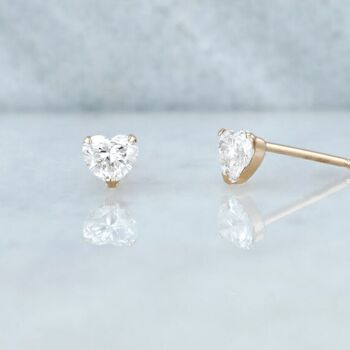 Nebula Heart Diamond Claw Set Stud Boucles d'oreilles / 14k Blanc 4