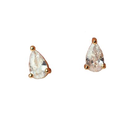 Aretes con diamantes en forma de garra de pera Cassiopeia / 14k blanco