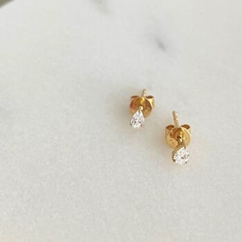 Boucles d'Oreilles Cassiopée Poire Diamant Claw Set / Jaune 14k 3