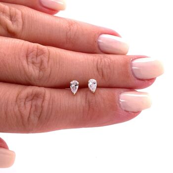 Boucles d'Oreilles Cassiopée Poire Diamant Claw Set / Jaune 14k 4